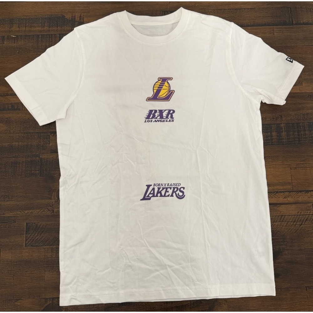 Los Angeles Lakers Born X Raised White Tee Sz Large L Tshirt New Era NWOT $79
